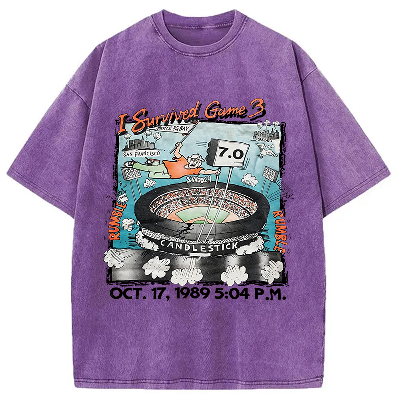 Modecanvas I Survived Game 3 Rattle Of The Bay DTG Printing Washed T-Shirt