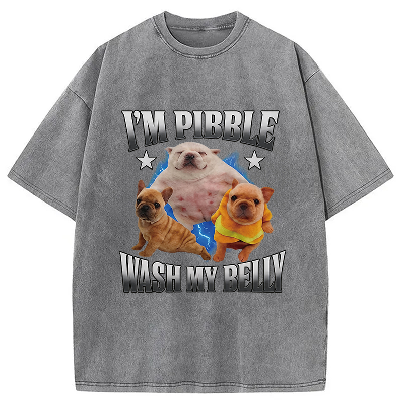 Modecanvas Im Pibble Wash My Belly Funny Dog DTG Printing Washed T-Shirt