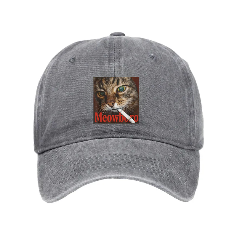 Modecanvas Funny Smoking Cat Meme Washed Cap-modecanvas
