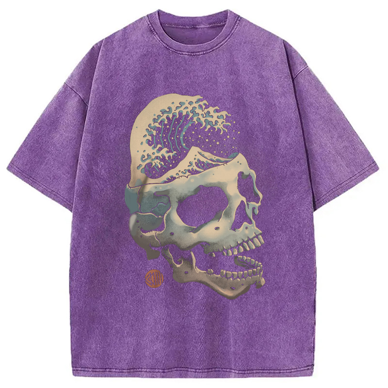 Modecanvas Skull Wave Washed T-Shirt