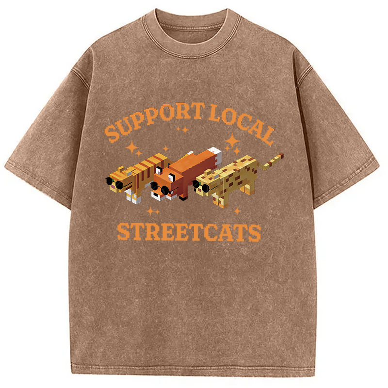 Modecanvas Support Local Streetcats DTG Printing Washed T-Shirt
