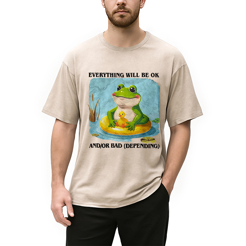 Modecanvas Everything Will Be OK Washed T-Shirt