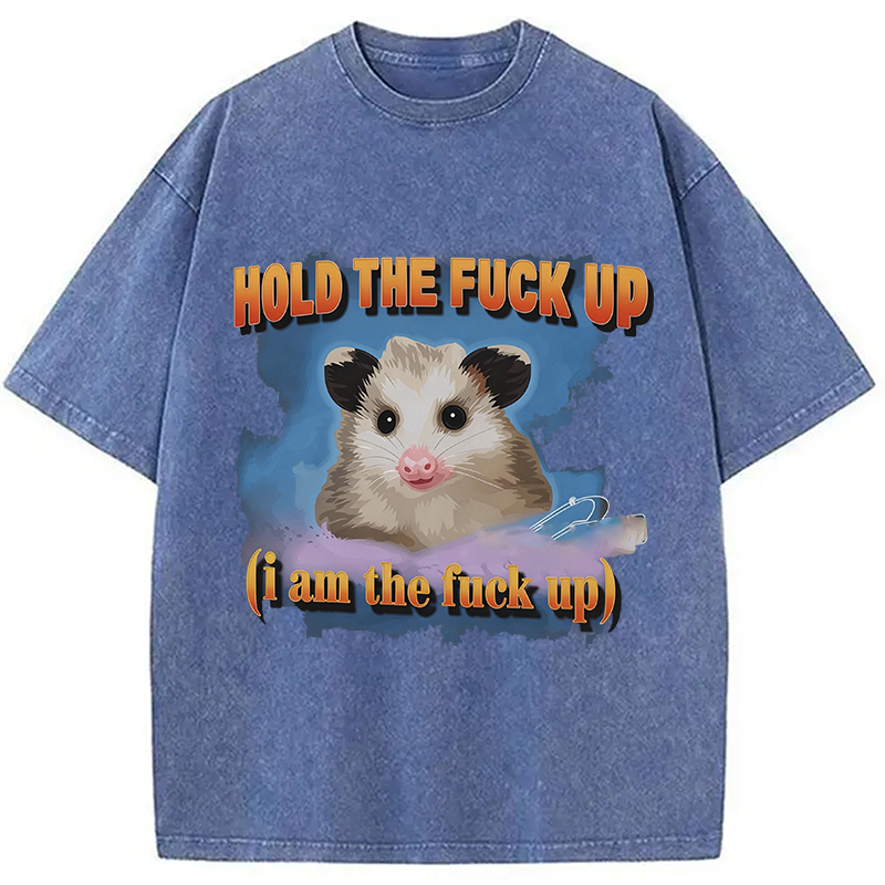 Modecanvas Hold The Possum Up DTG Printing Washed T-Shirt