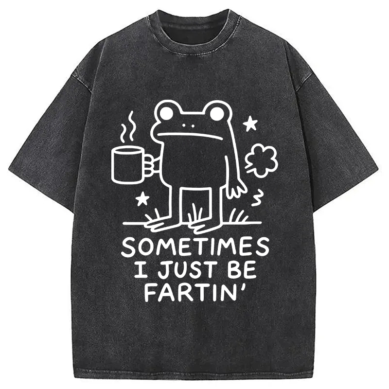 Modecanvas Sometimes A Frog Just Needs To Fart DTG Printing Washed T-Shirt
