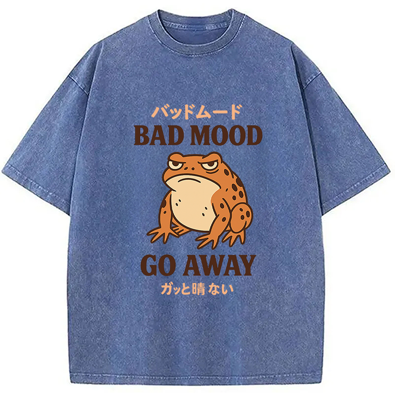 Modecanvas Bad Mood Go Away Japanese Meme Washed T-Shirt
