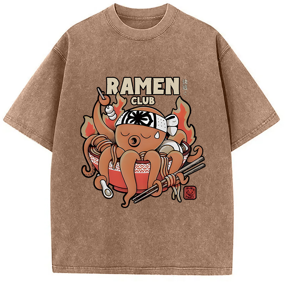 Modecanvas Octopus Ramen Washed T-Shirt