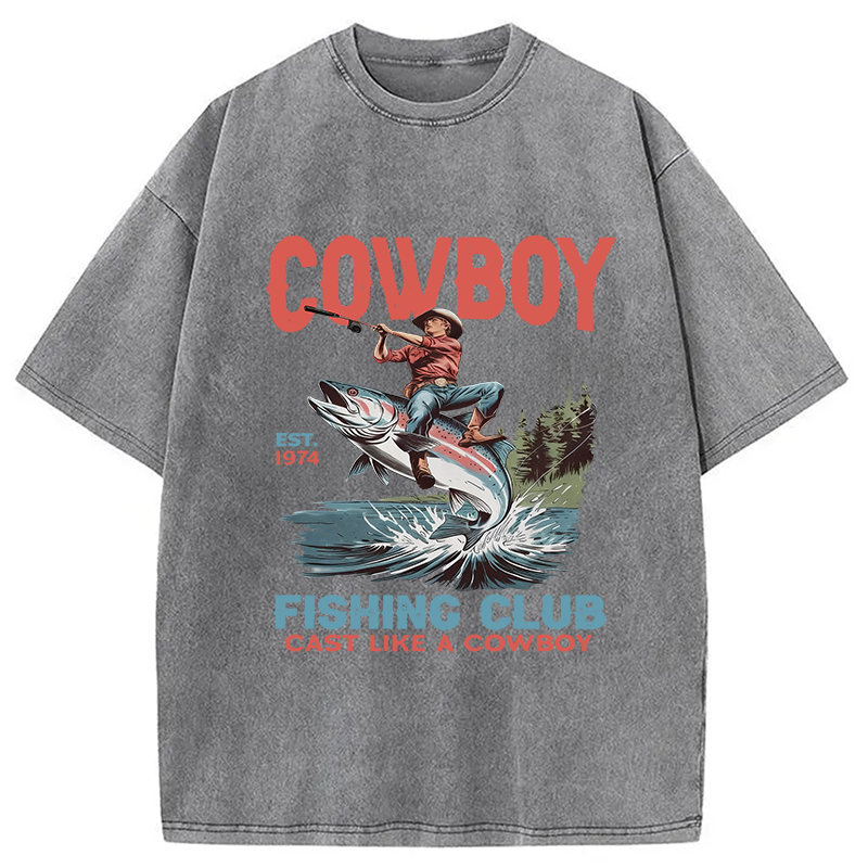 Modecanvas Vintage Cowboy Fish Washed T-Shirt