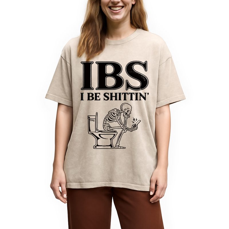 Modecanvas IBS Skeleton Meme DTG Printing Washed T-Shirt