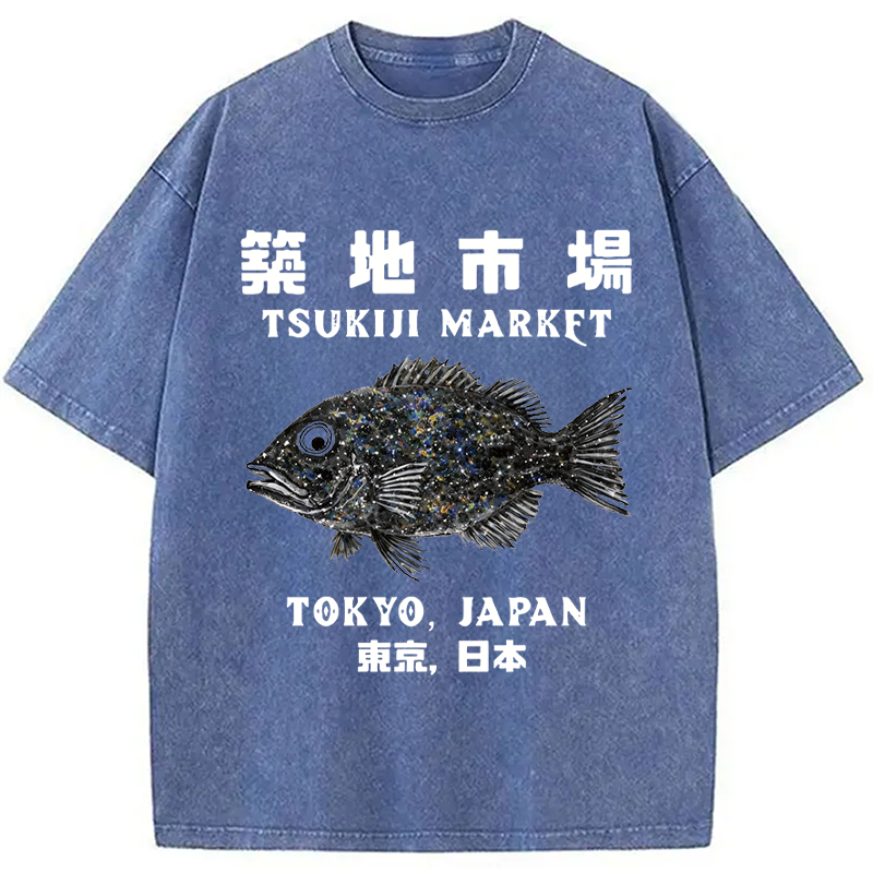 Modecanvas Tokyo Tsukiji Market DTG Printing Washed T-Shirt