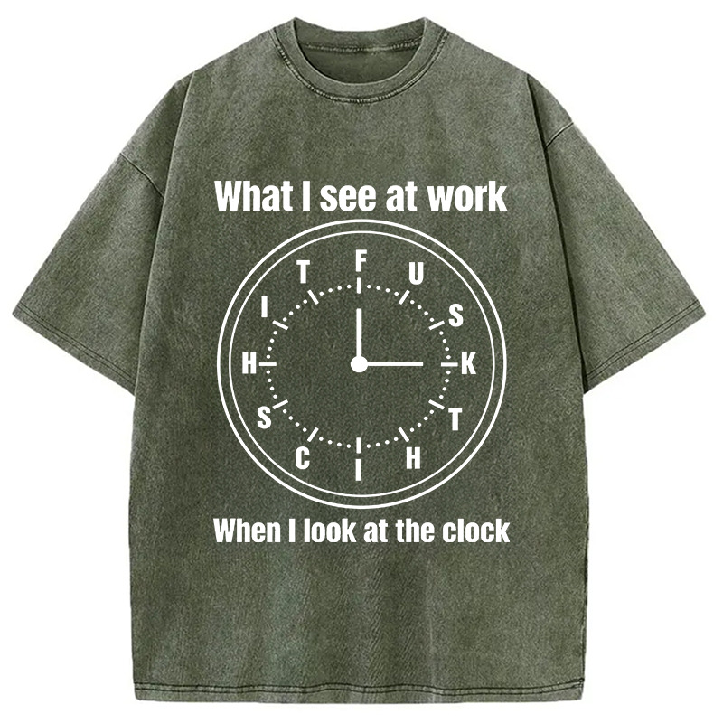 Modecanvas Funny Work Clock Frustration DTG Printing Washed T-Shirt