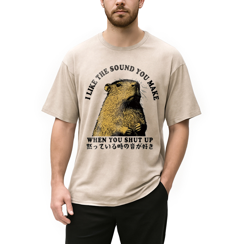 Modecanvas I Like The Sound Of Silence DTG Printing Washed T-Shirt