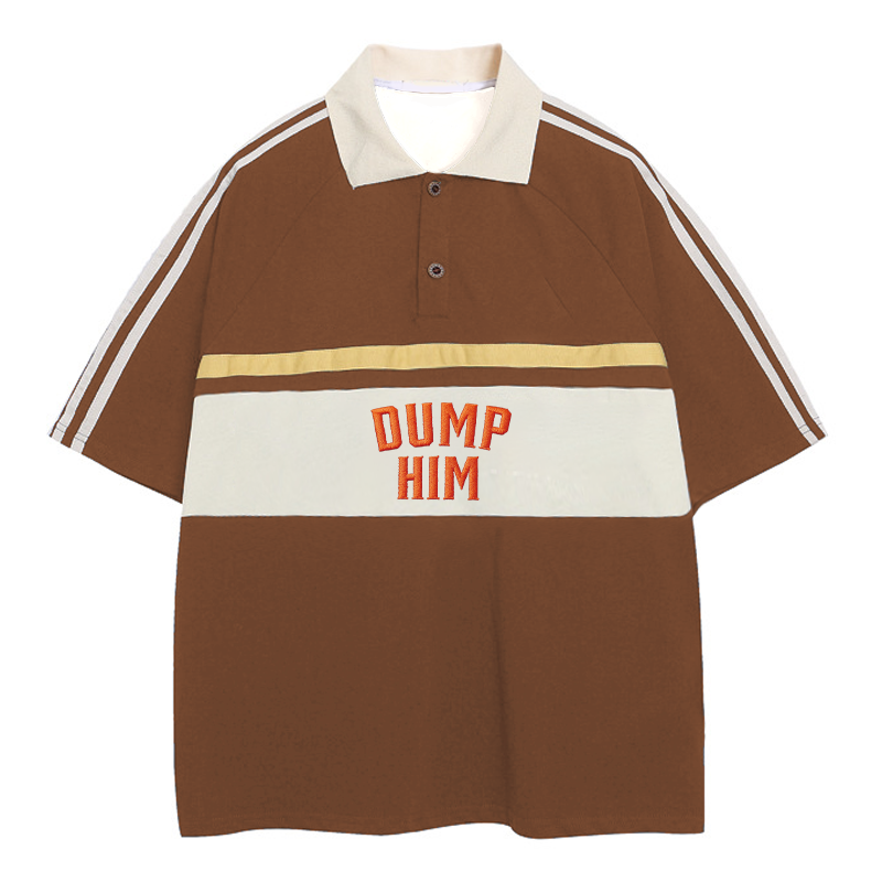 Modecanvas Dump Him 90s Inspired Polo Embroidered T-Shirt