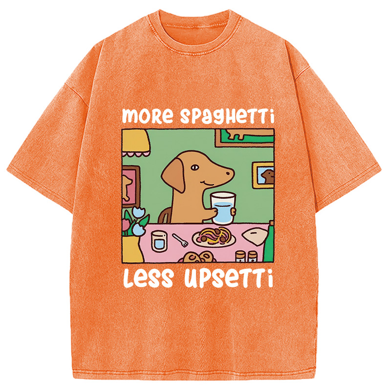 Modecanvas Doxie Eating Spaghetti Washed T-Shirt
