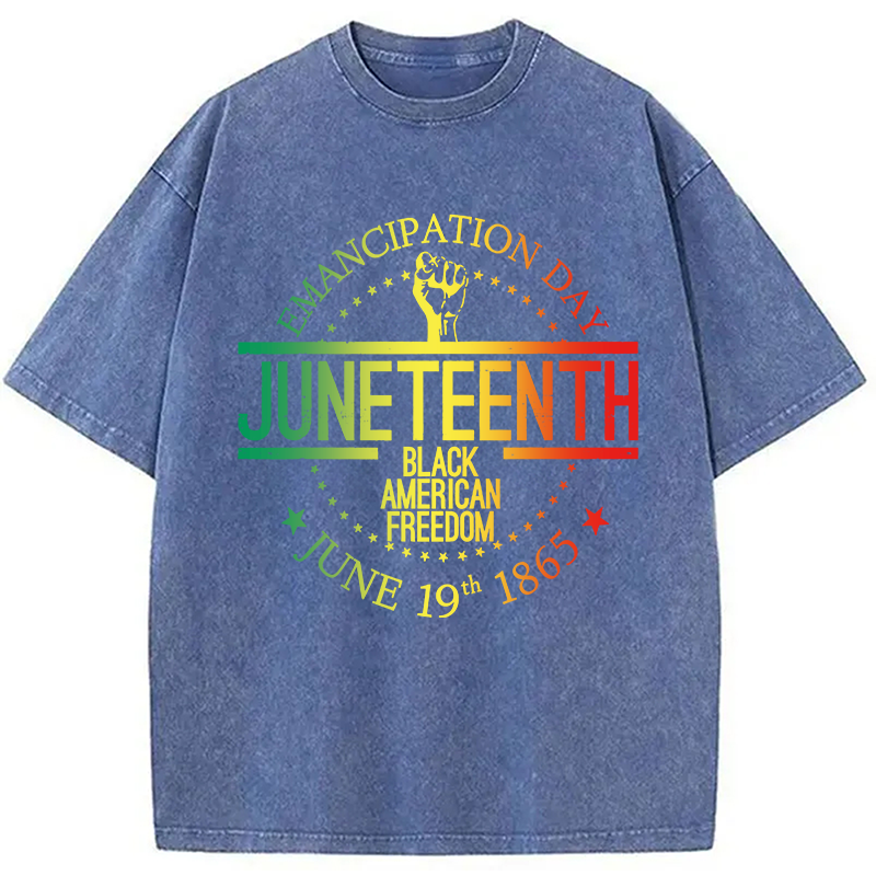 Modecanvas Juneteenth Independence Day DTG Printing Washed T-Shirt