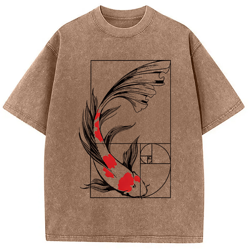 Modecanvas Golden Ratio Koi DTG Printing Washed T-Shirt