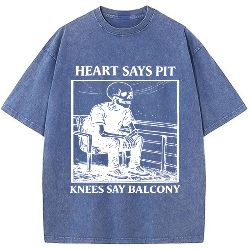 Modecanvas Heart Says Pit Knees Say Balcony DTG Printing Washed T-Shirt