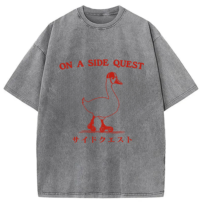 Modecanvas On a Side Quest Goose Washed T-Shirt