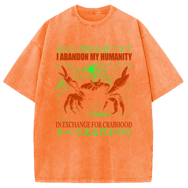 Modecanvas Vintage Japanese Crab Jokes Washed T-Shirt-modecanvas