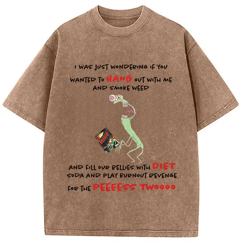 Modecanvas Mr. Landlord Smiling Friends I Was Just Wondering DTG Printing Washed T-Shirt