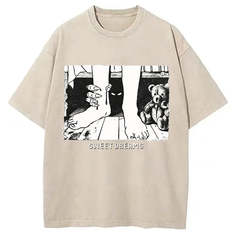Modecanvas Monster Under The Bed DTG Printing Washed T-Shirt
