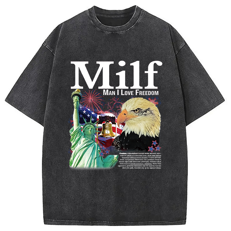 Modecanvas Man I Love Freedom DTG Printing Washed T-Shirt