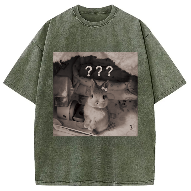 Modecanvas Cute Rabbit Valentine DTG Printing Washed T-Shirt