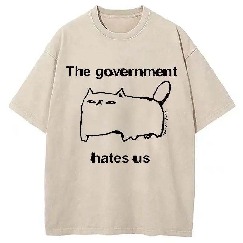 Modecanvas The Government Hates Us DTG Printing Washed T-Shirt