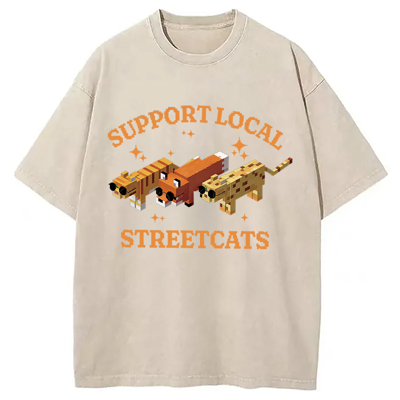 Modecanvas Support Local Streetcats DTG Printing Washed T-Shirt