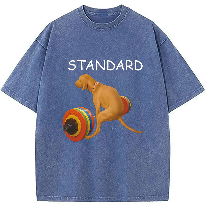 Modecanvas Standard Dog FItness Meme Washed T-Shirt