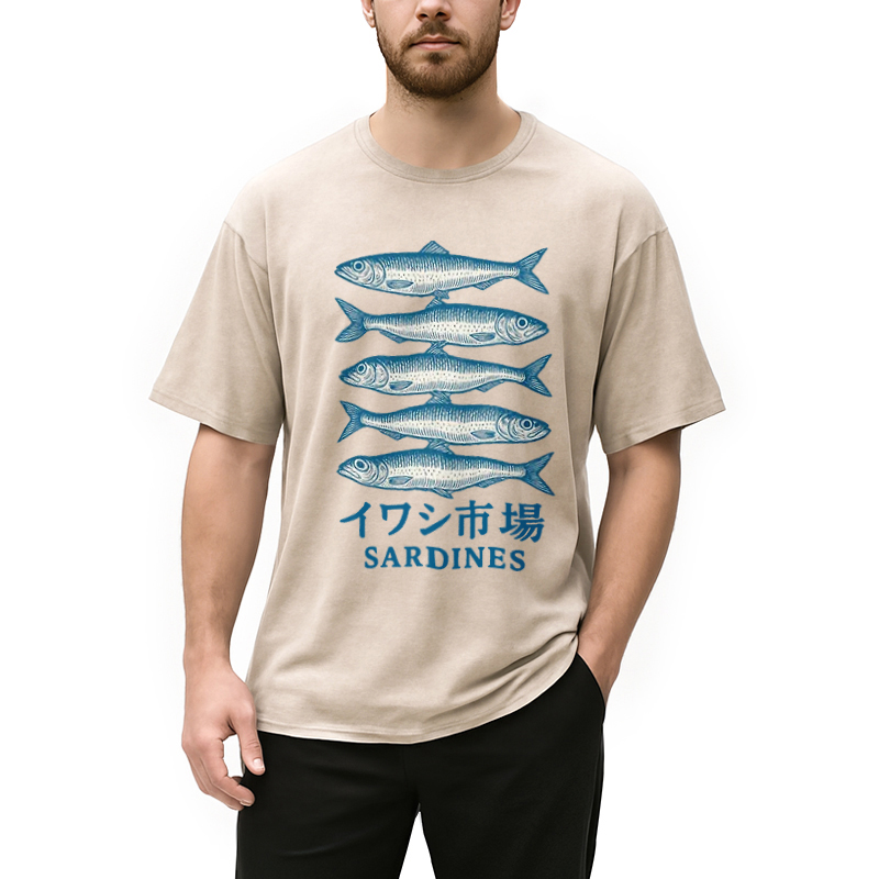 Modecanvas Japanese Sardines Market Washed T-Shirt
