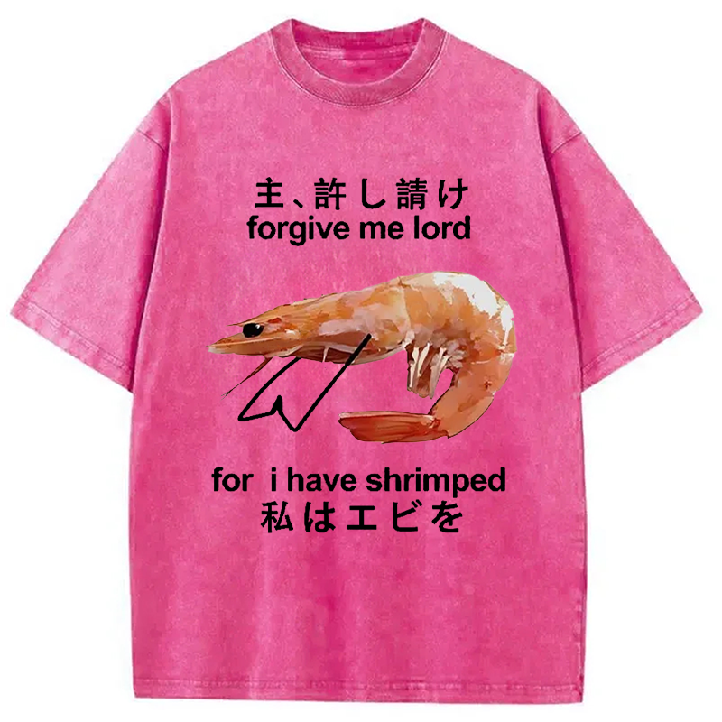 Modecanvas Retreating Shrimp Washed T-Shirt-modecanvas