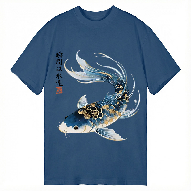 Modecanvas Elegant Koi Fish Watercolor DTG Printing Classic T-Shirt-modecanvas