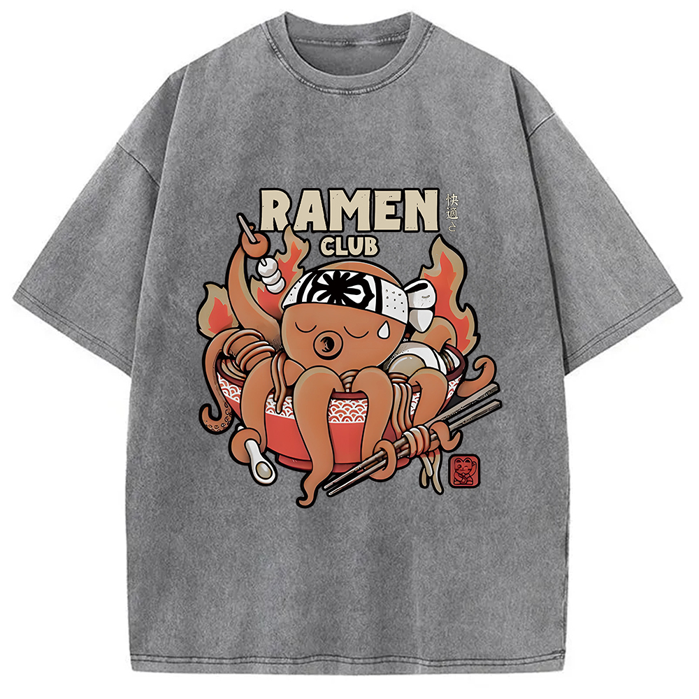 Modecanvas Octopus Ramen Washed T-Shirt