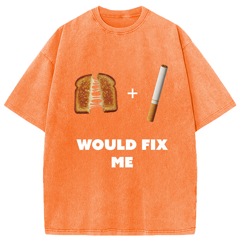 Modecanvas Grilled Cheese And Cigarette Meme DTG Printing Washed T-Shirt