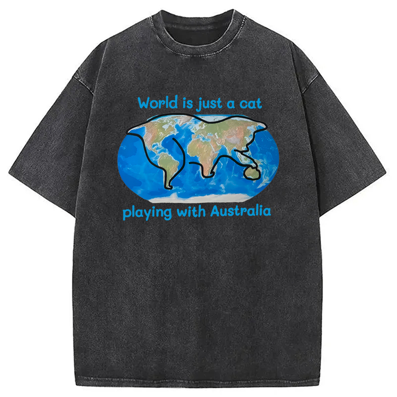 Modecanvas World is Just a Cat DTG Printing Washed T-Shirt