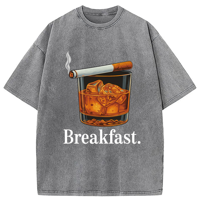 Modecanvas Breakfast Funny Meme Washed T-Shirt