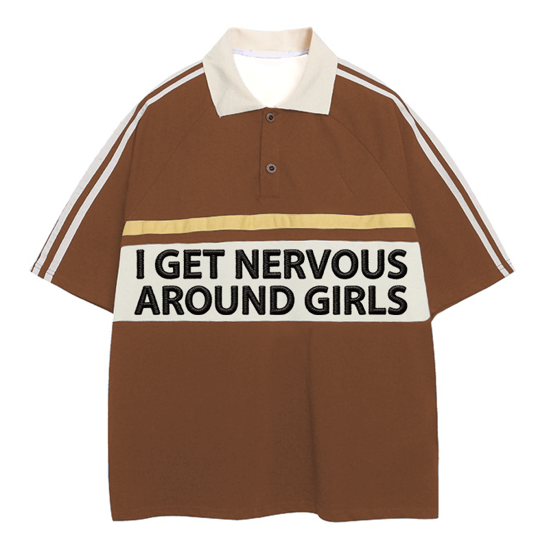 Modecanvas I Get Nnerves Polo Embroidered T-Shirt