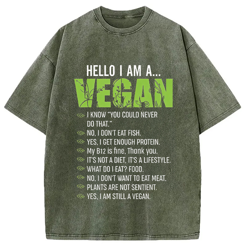Modecanvas Funny Sarcastic Vegetarian DTG Printing Washed T-Shirt