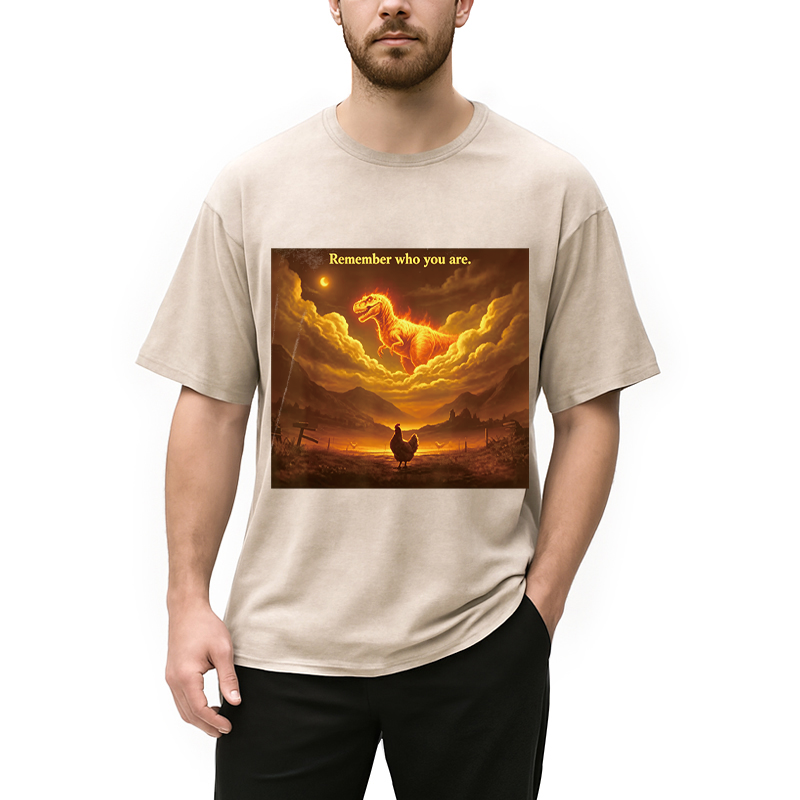 Modecanvas Funny Evolution Chicken Meme DTG Printing Washed T-Shirt