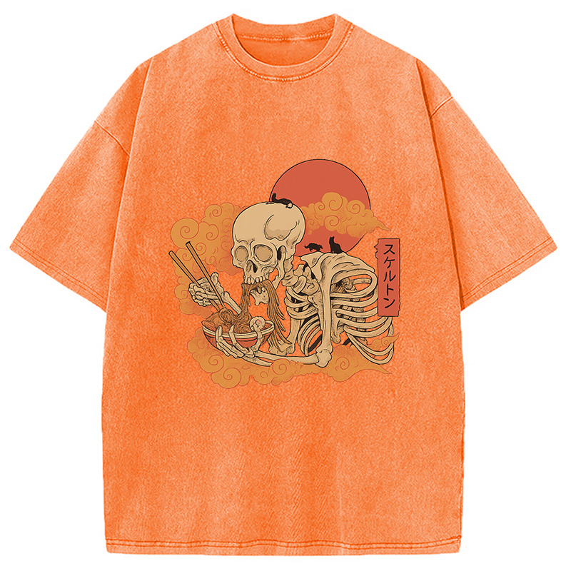 Modecanvas Yokai Ramen and Cats Washed T-Shirt