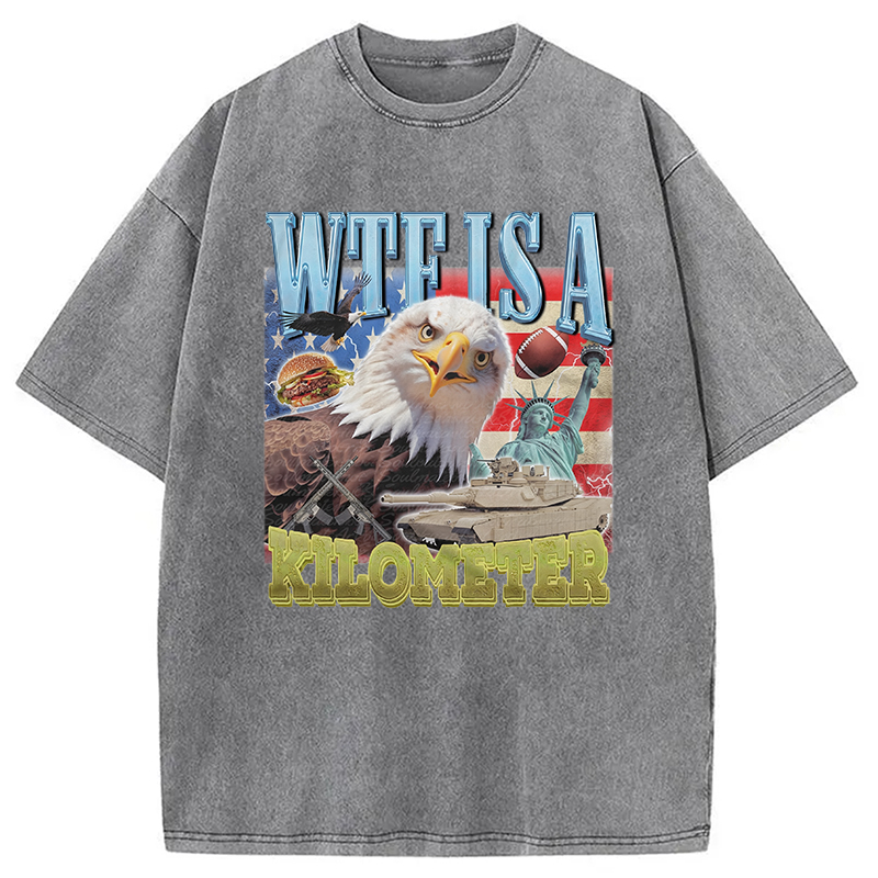 Modecanvas Funny Eagle Meme Washed T-Shirt-modecanvas