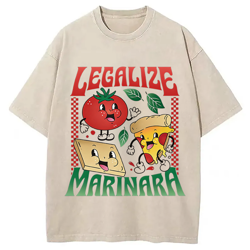 Modecanvas Funny Legalize Marinara DTG Printing Washed T-Shirt