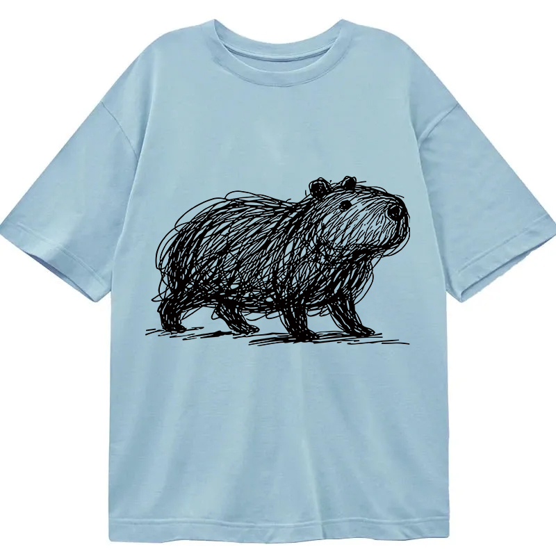 Modecanvas Minimalist Capybara DTG Printing Classic T-Shirt-modecanvas