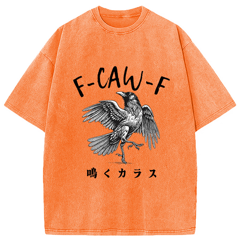 Modecanvas Funny Crow Washed T-Shirt-modecanvas