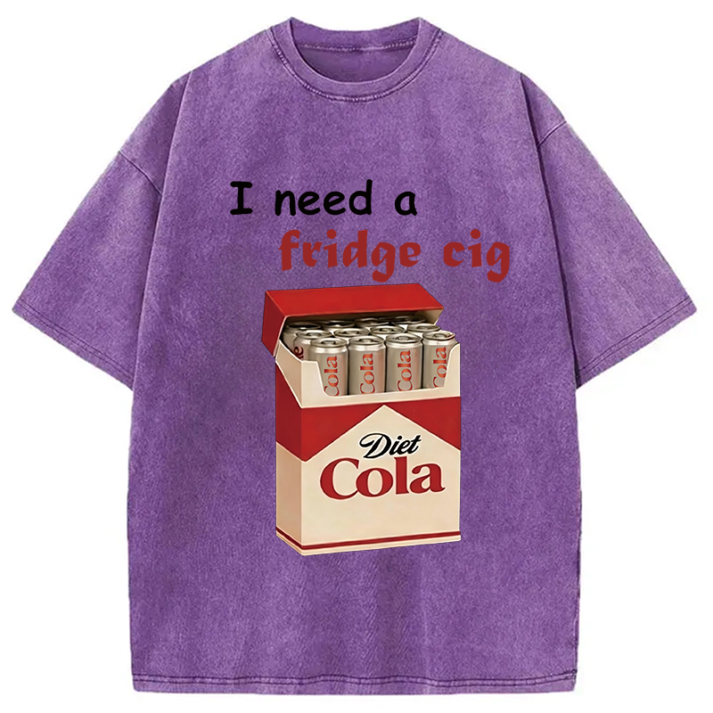 Modecanvas I Need A Fridge Cig Washed T-Shirt-modecanvas