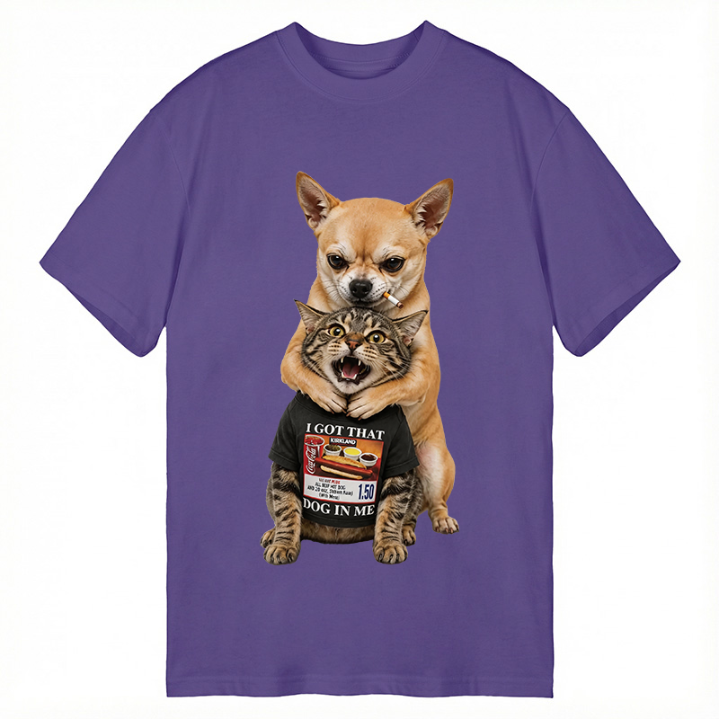 Modecanvas Chihuahua&Cat Funny DTG Printing Classic T-Shirt-modecanvas