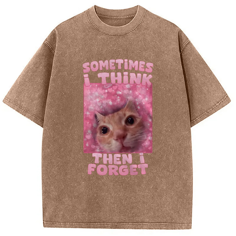 Modecanvas Sometimes I Think Then I Forget Washed T-Shirt