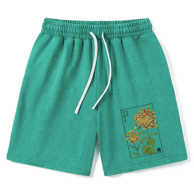 Modecanvas Retro Chrysanthemum Washed Short