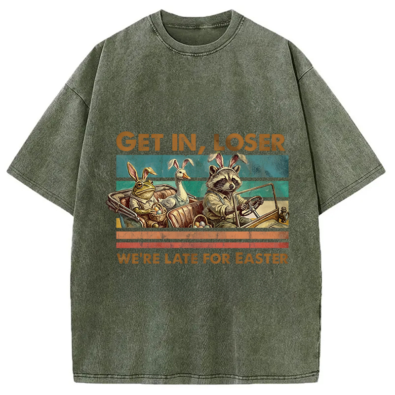 Modecanvas Funny Easter Animals Car DTG Printing Washed T-Shirt