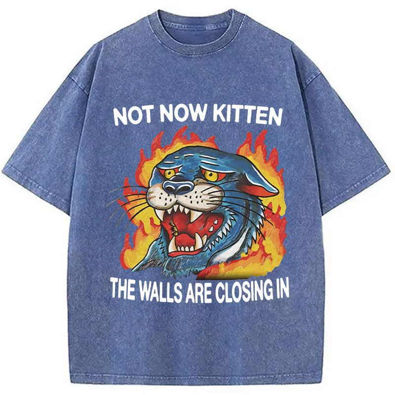 Modecanvas Not Now Kitten DTG Printing Washed T-Shirt